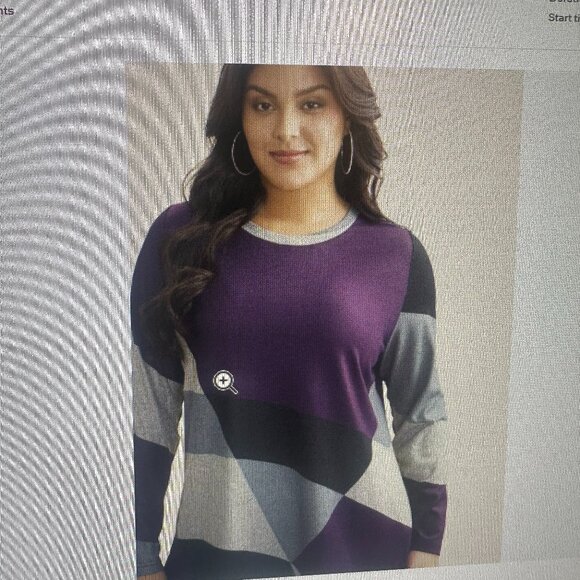 BloomChic Sweaters - BloomChic Round Neck ColorBlock Contrast Long Sleeve Shirt Plus Size